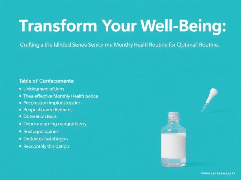 Transform Your Well-Being: Crafting a Tailored Senior Monthly Health Routine for Optimal Vitality
